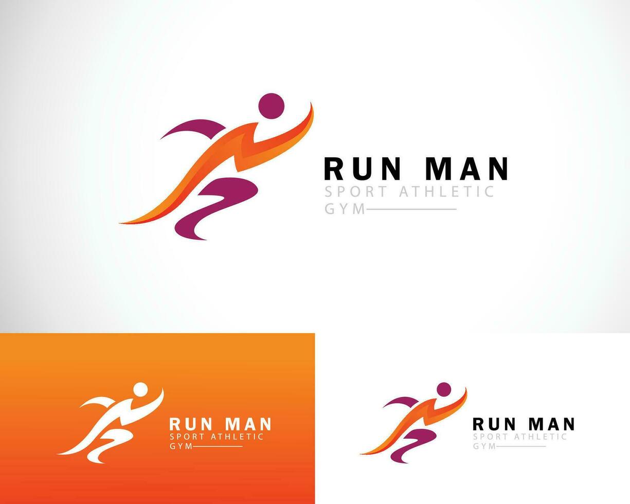 Run man logo creative color abstract people sport athletic icon vector