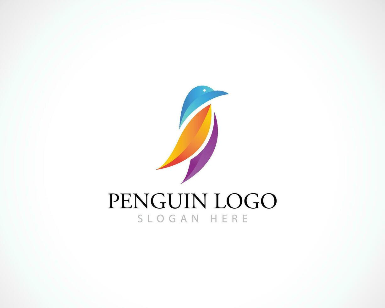 penguin logo creative bird animal color gradient modern vector