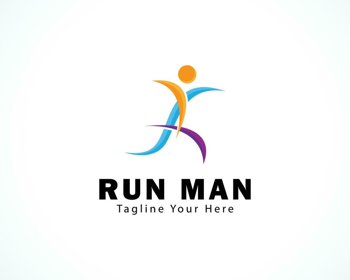 run man logo creative people abstract athletic logo sport design concept vector