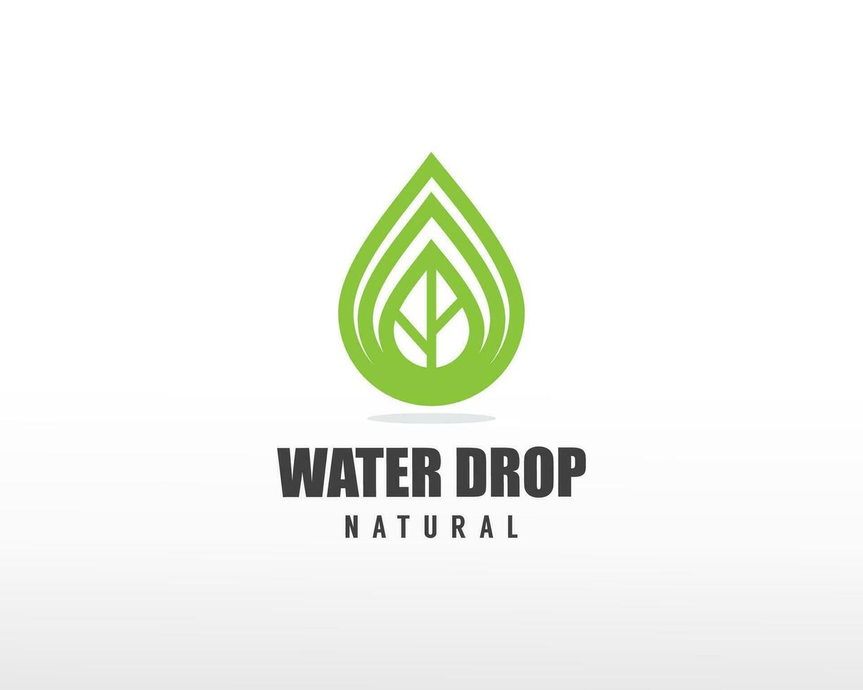 Water drop logo creative line nature water drop leave creative vector