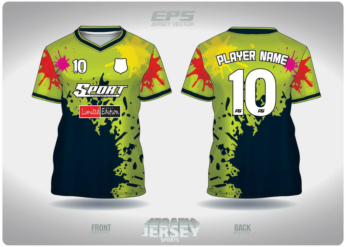 EPS jersey sports shirt vector.color red salad on lime green pattern design, illustration, textile background for V-neck sports t-shirt, football jersey shirt vector