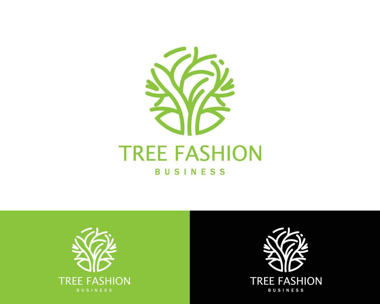 tree fashion logo creative circle emblem nature line vector