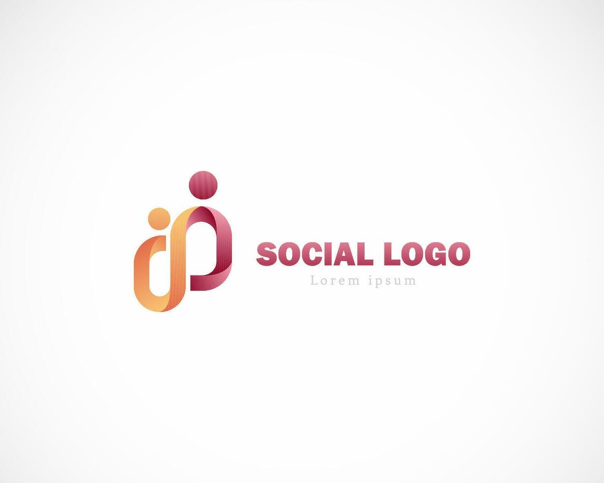 social logo personas línea creativo color diseño concepto vector