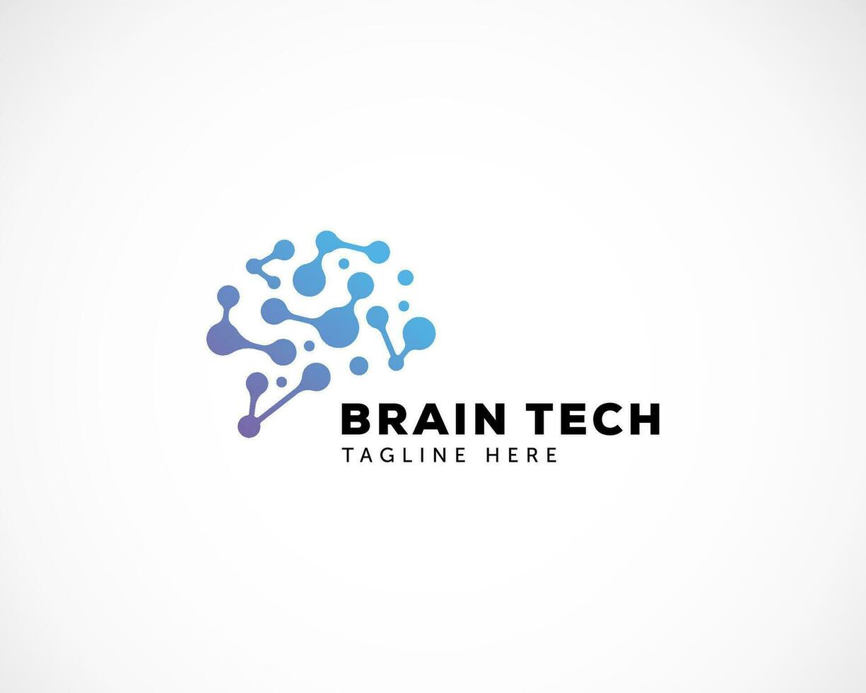 cerebro tecnología logo creativo conectar molécula vector