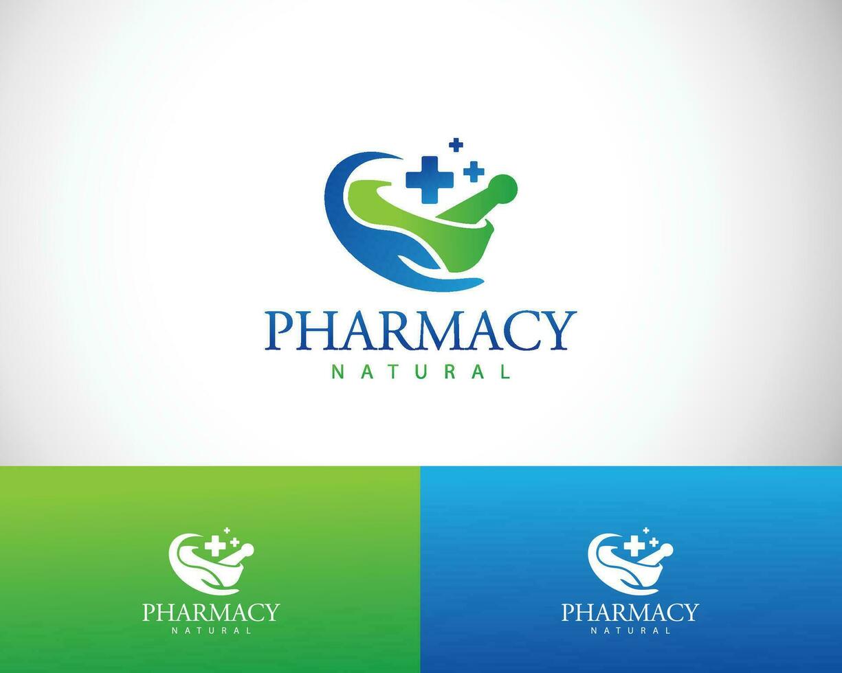 pharmacy logo creative design concept health care nature hand vector