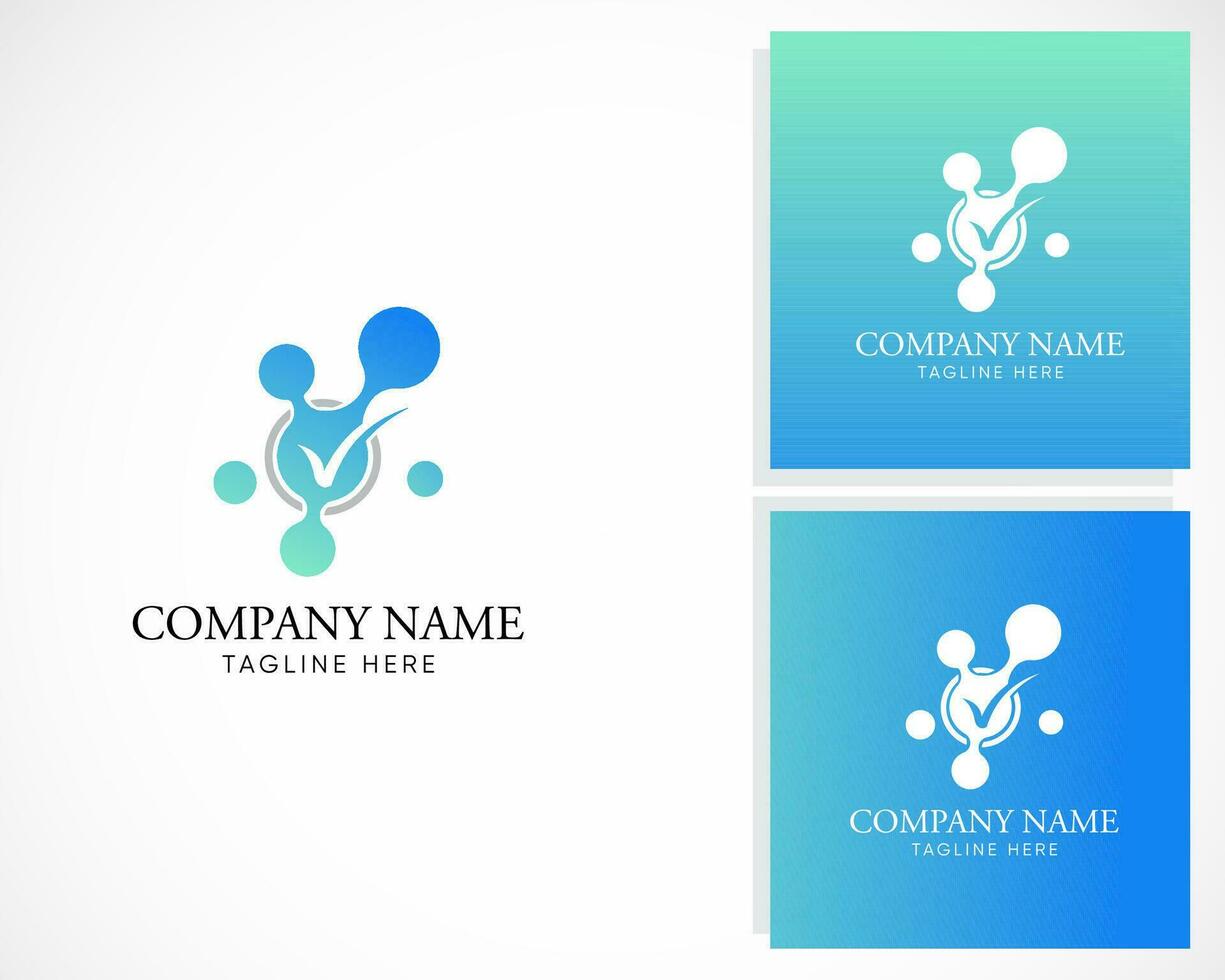 DNA check logo creative molecule connect design concept vector
