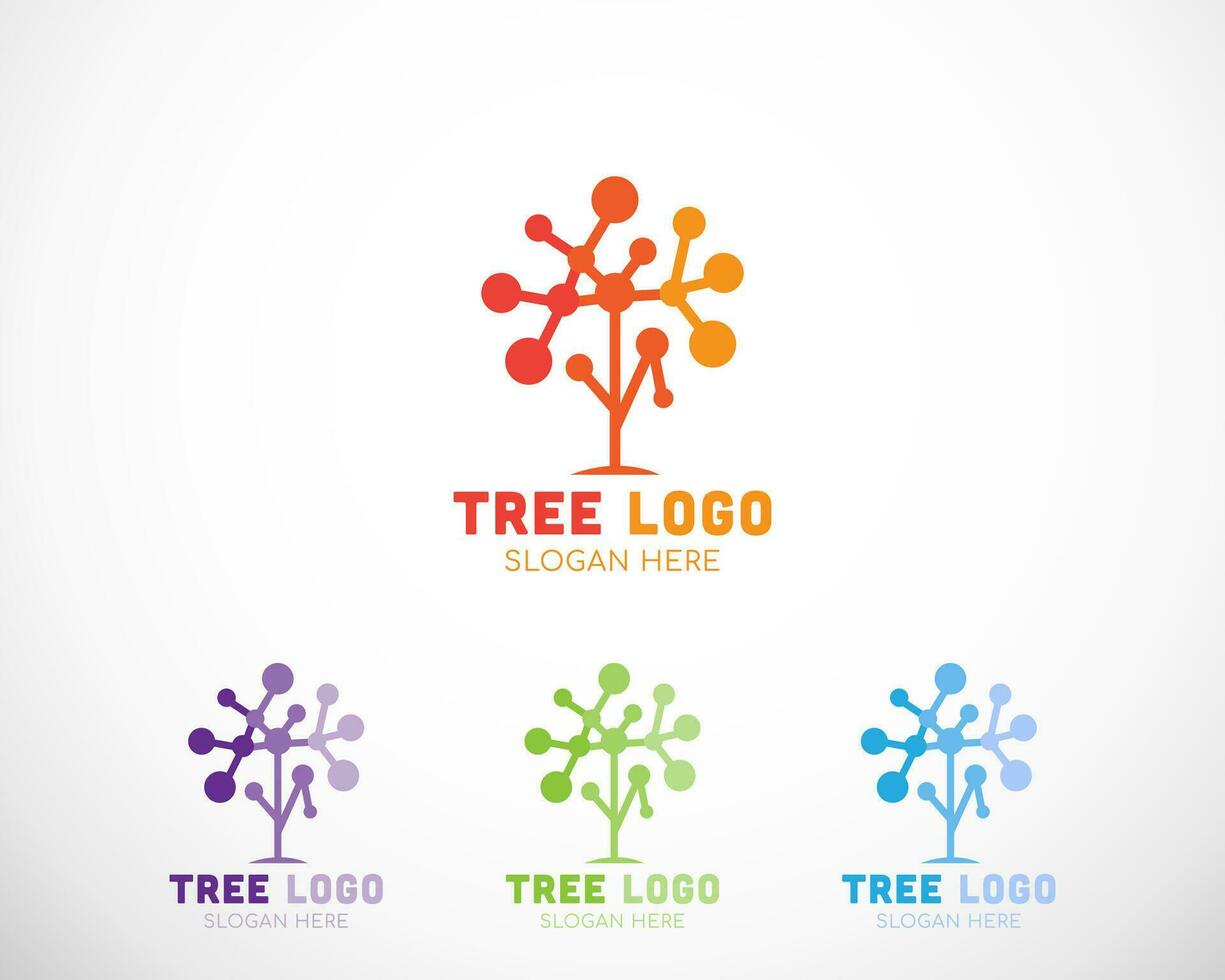 tree tech logo creative connect system design template color vector
