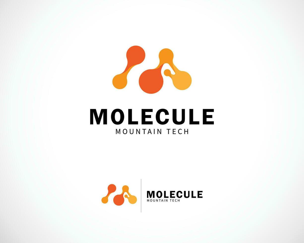 molecule logo creative science mountain molecular color gradient letter m vector