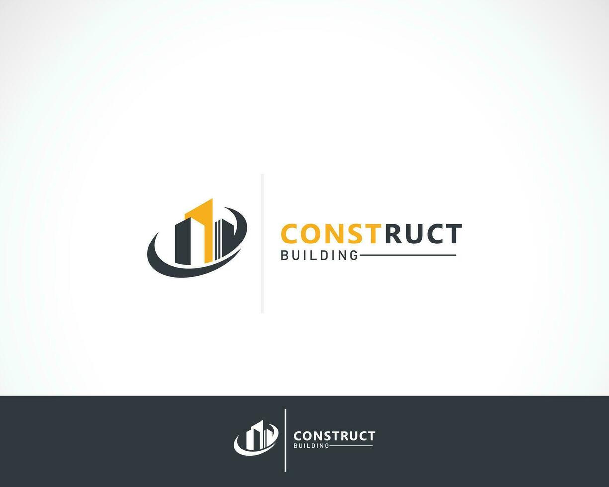 construir logo creativo línea real inmuebles edificio ciudad negocio Finanzas vector
