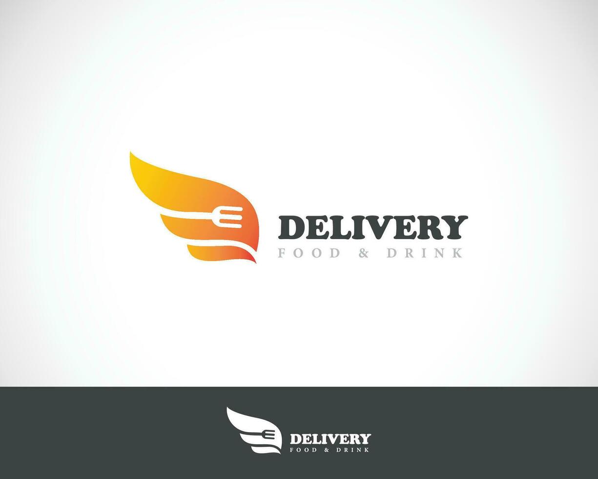 Delivery logo creative food wing design concept vector