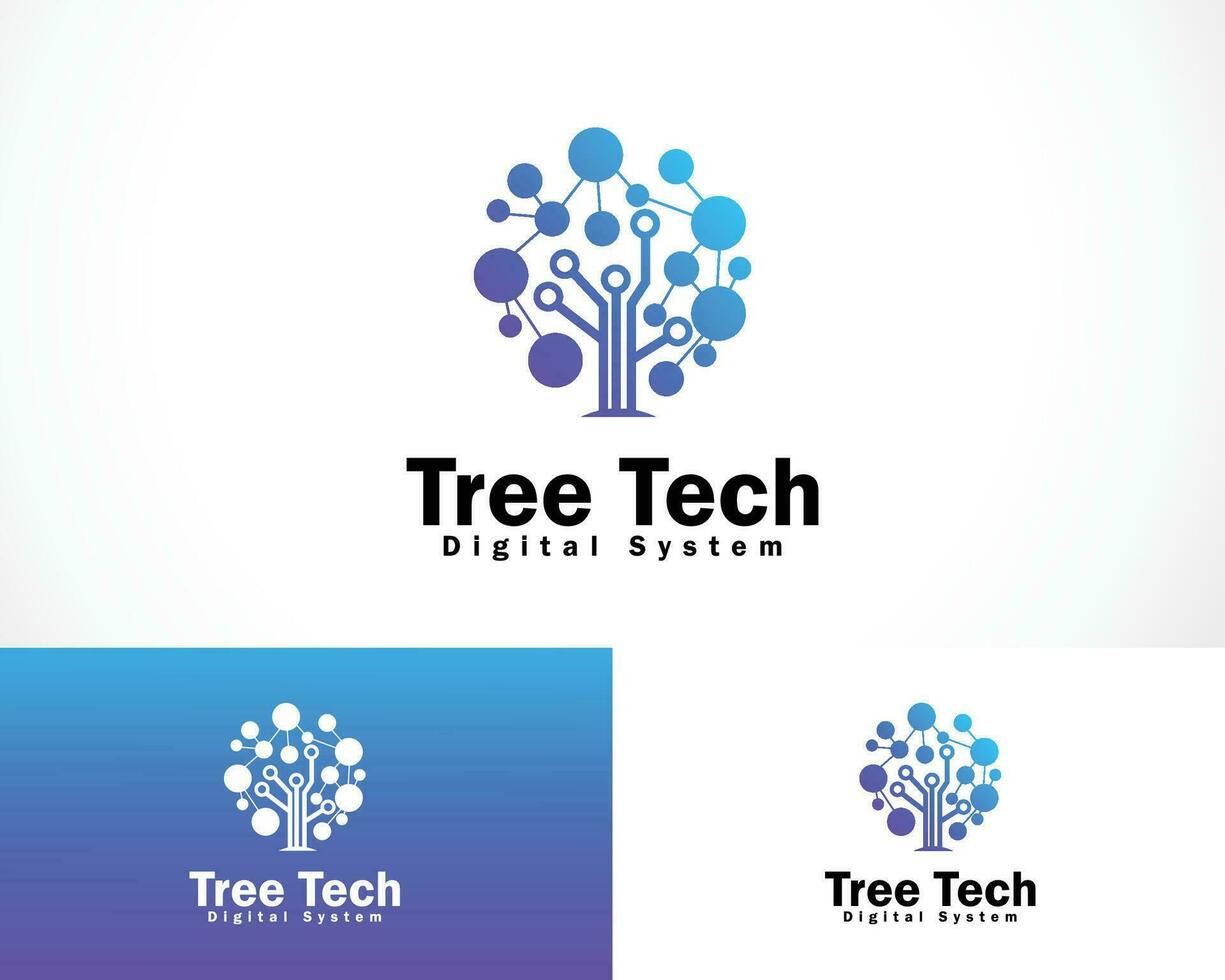 tree tech logo creative network brain smart innovation icon design connect network business vector