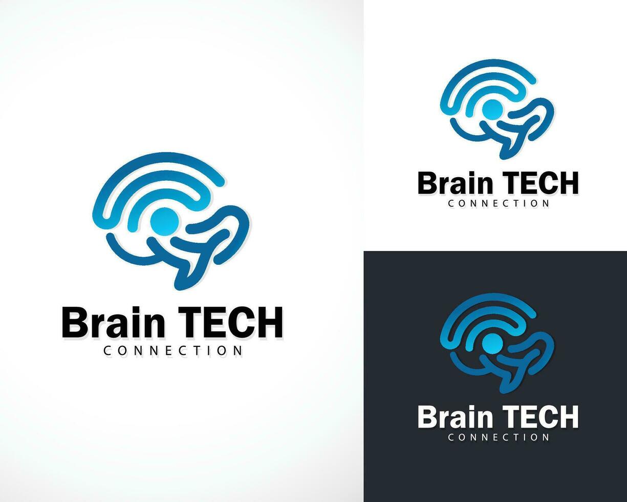 brain tech logo creative smart idea icon design connect arrow line creative network digital vector