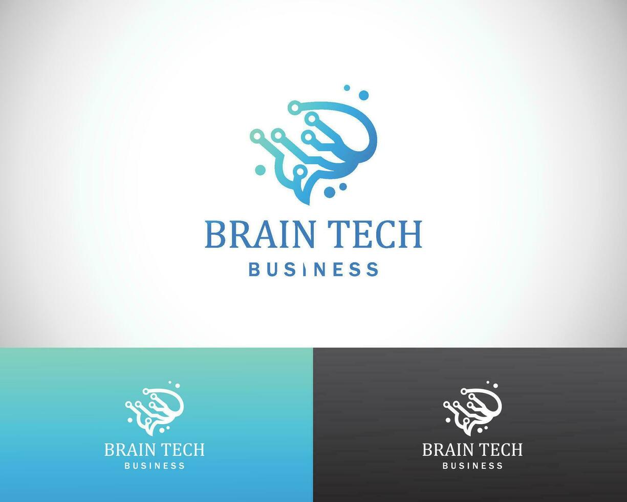 brain tech logo creative digital pixel line creative vector