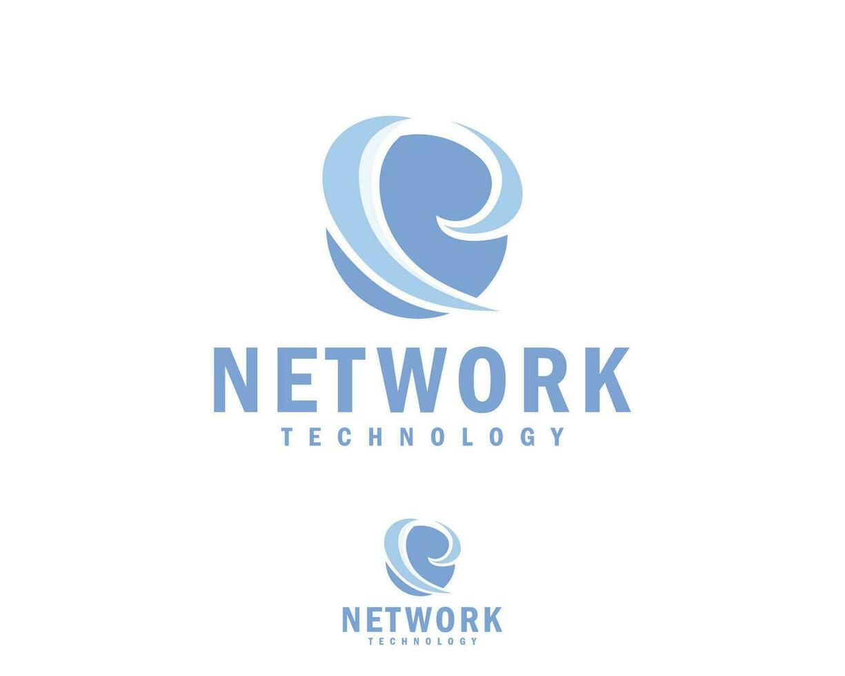 Network logo creative connect design concept globe world tech business technology vector