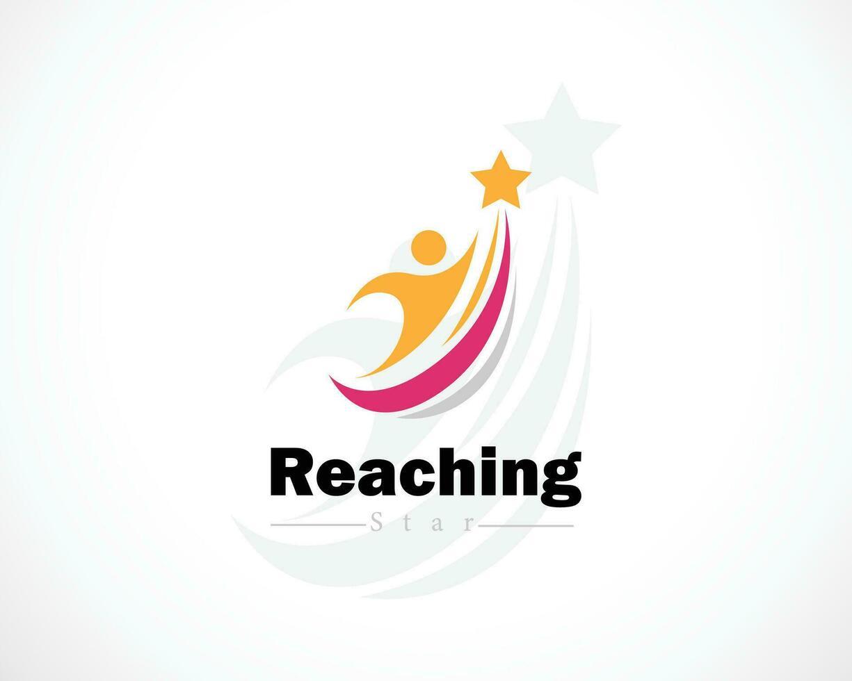 reaching star logo creative people abstract education symbol vector