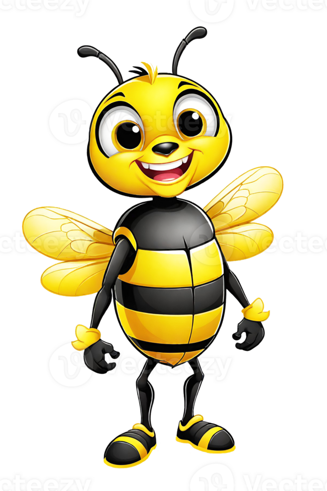 AI generated Cute bee mascot cartoon illustration png