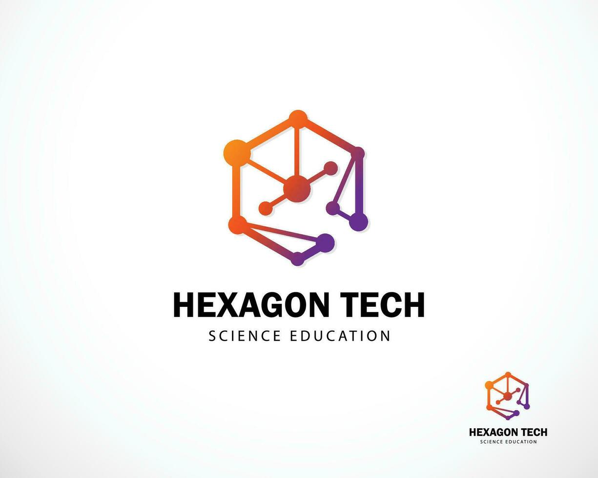 hexagon tech logo creative science connect education lab molecule network vector