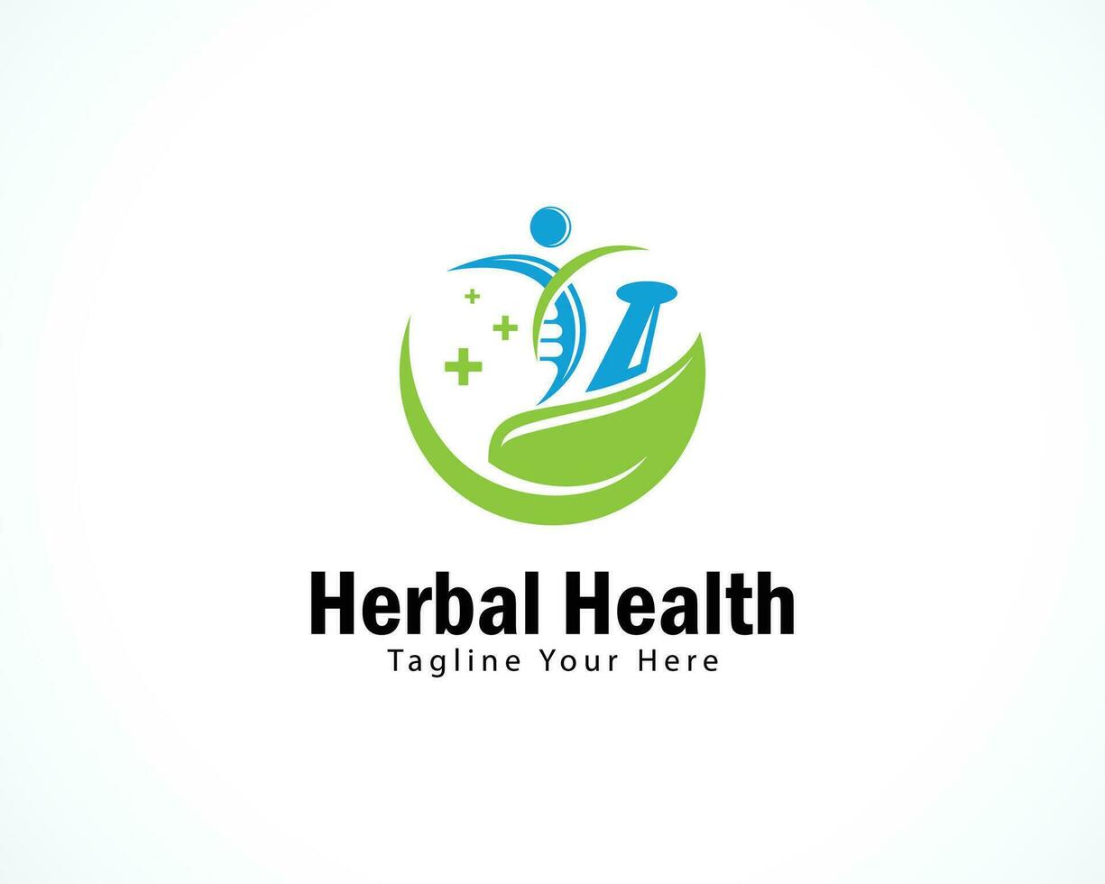 herbal health nature logo creative leave people DNA logo creative plus symbol health medical vector