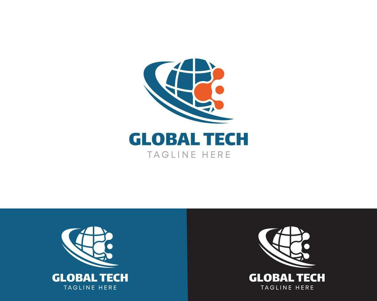 global tecnología logo creativo diseño firmar símbolo vector