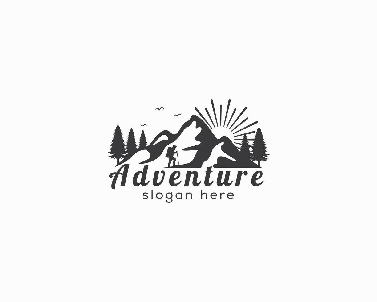 aventuras creativo logo diseño ilustración vector excursionismo