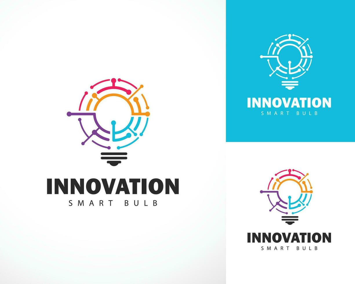 innovación logo creativo bulbo inteligente tecnología conectar diseño concepto color vector