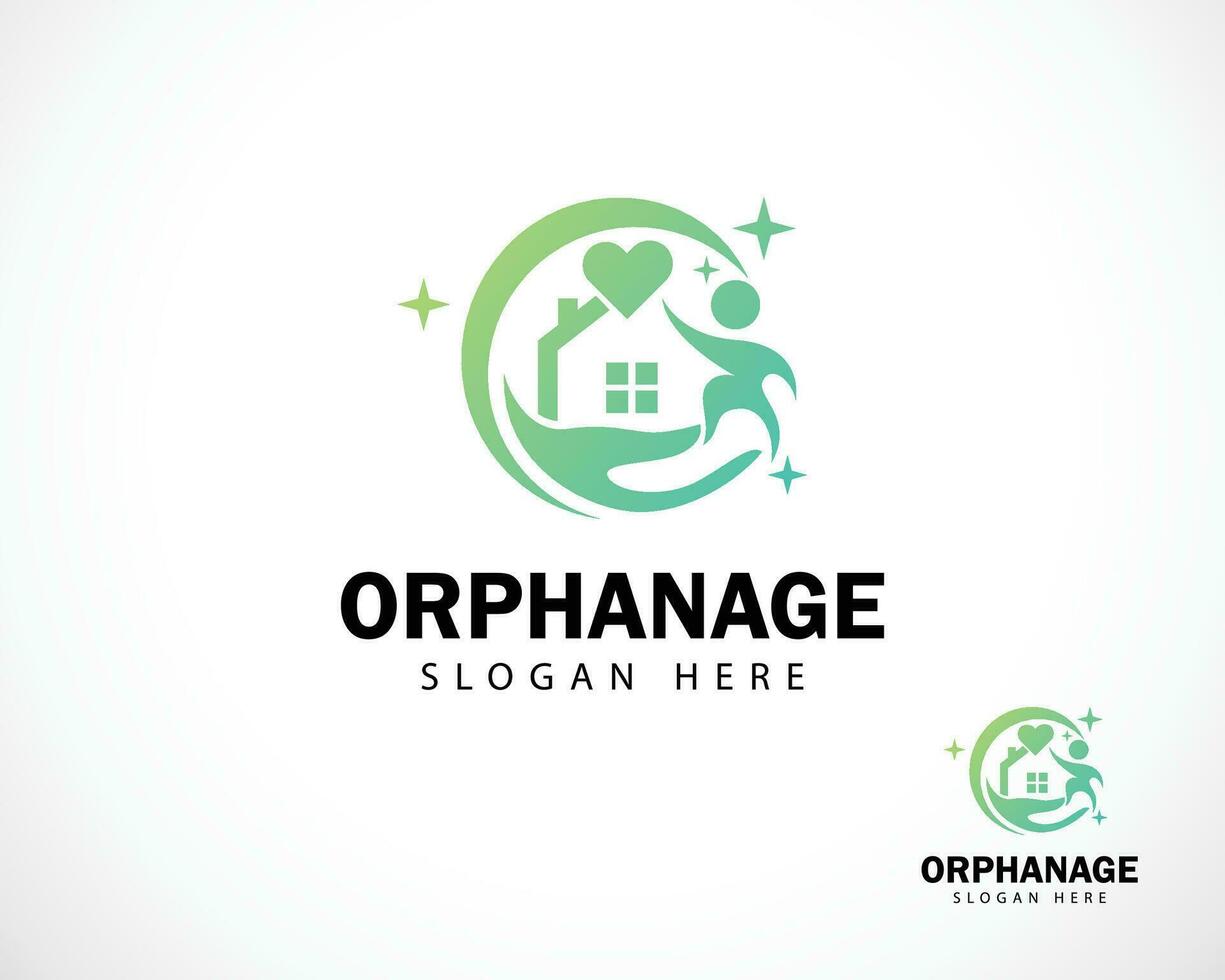 orphanage logo creative heart care people home care design concept vector