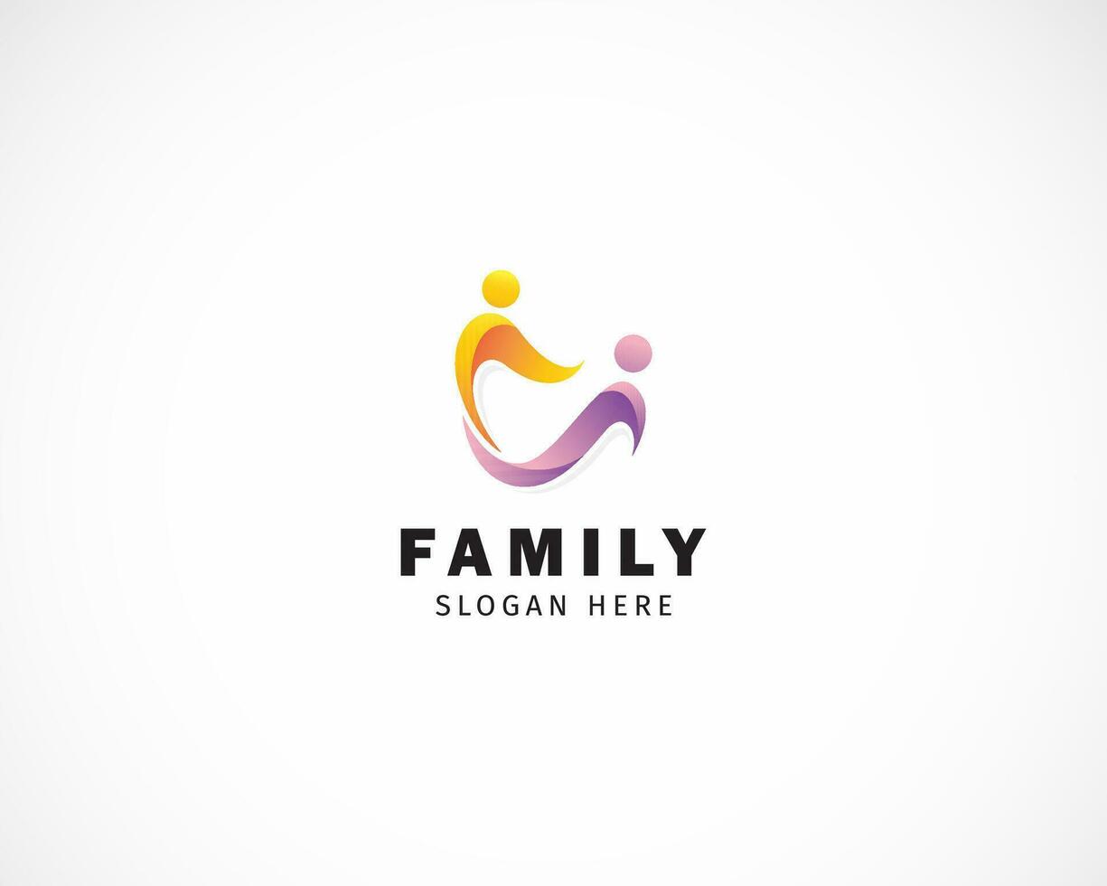 familia logo creativo resumen personas comida cuidado diseño modelo vector