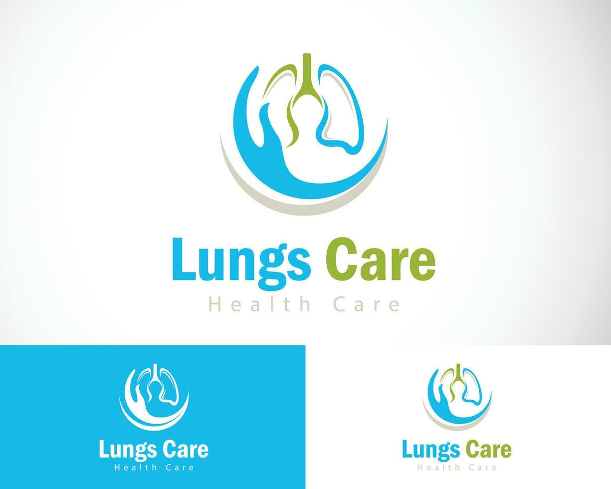 lungs care logo creative health care hand nature circle design concept medical clinic vector