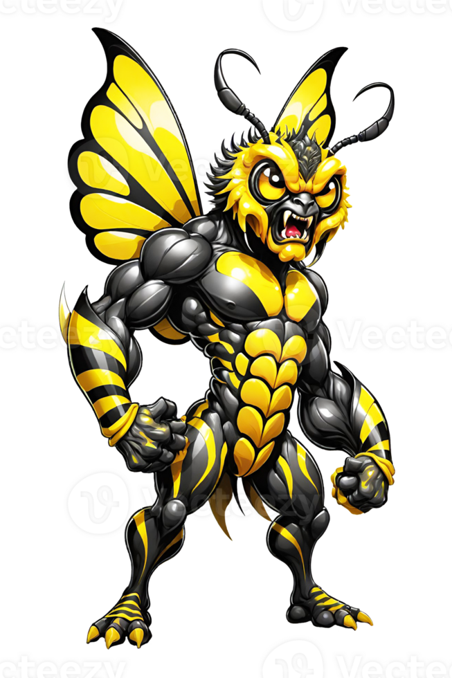 AI generated Monster bee mascot cartoon illustration png