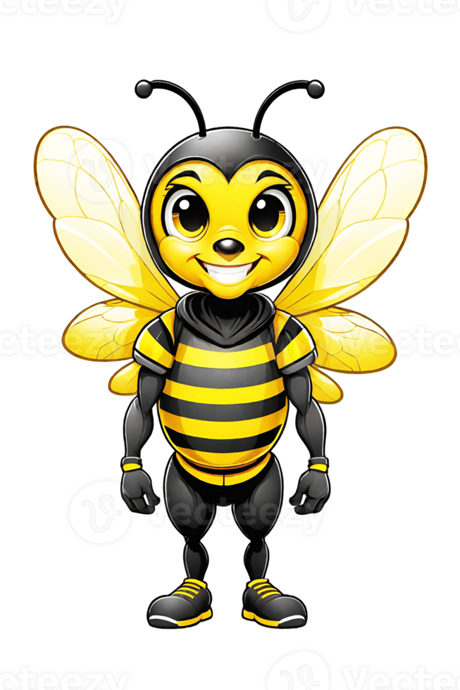 AI generated Cute bee mascot cartoon illustration png