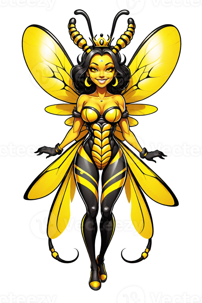 AI generated Queen bee mascot cartoon illustration png