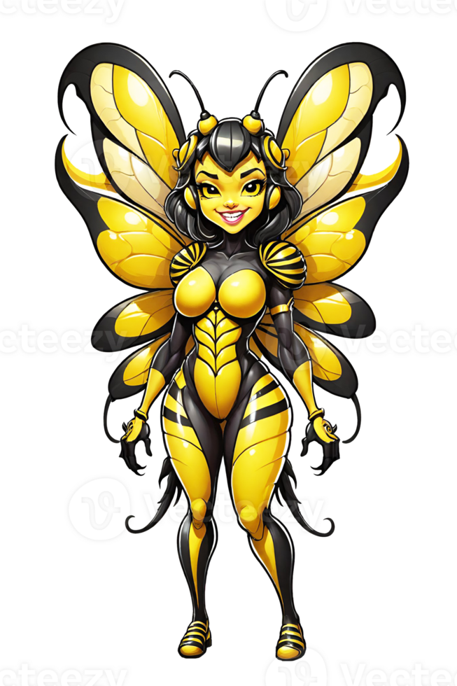 ai gerado rainha abelha mascote desenho animado ilustração png