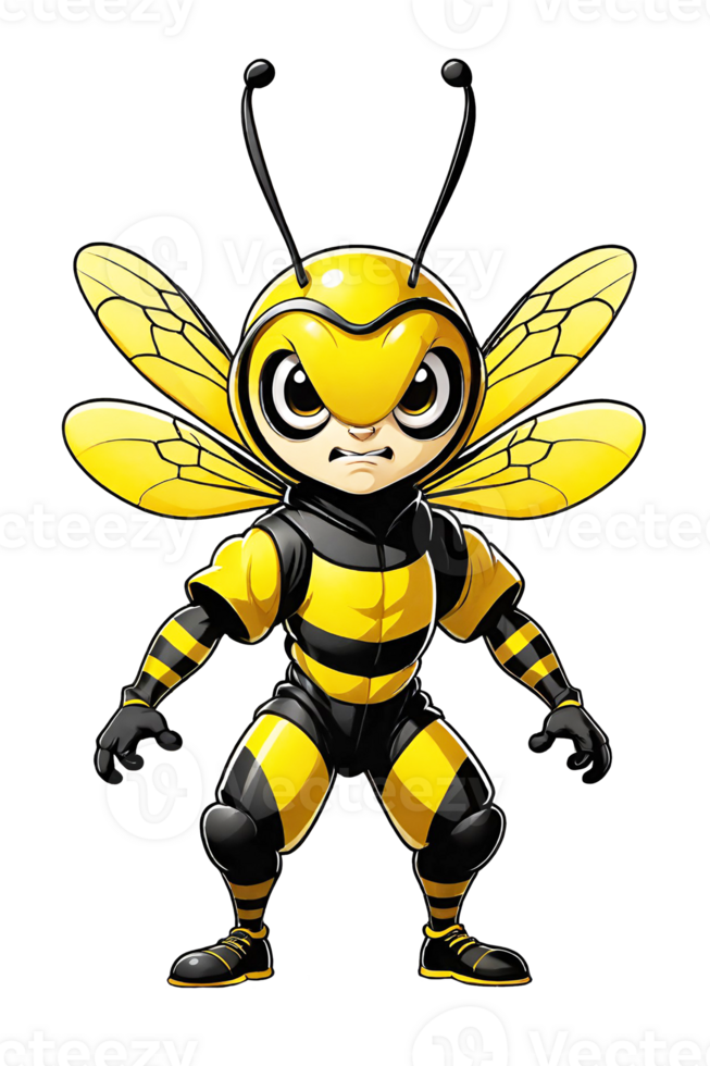 AI generated Cute bee mascot cartoon illustration png