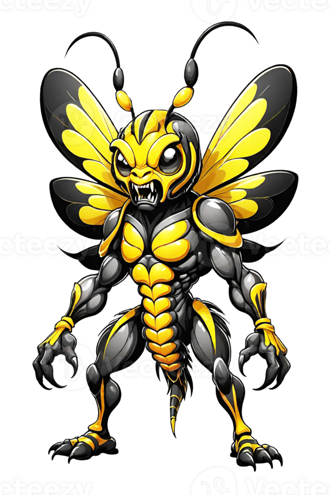 AI generated Monster bee mascot cartoon illustration png