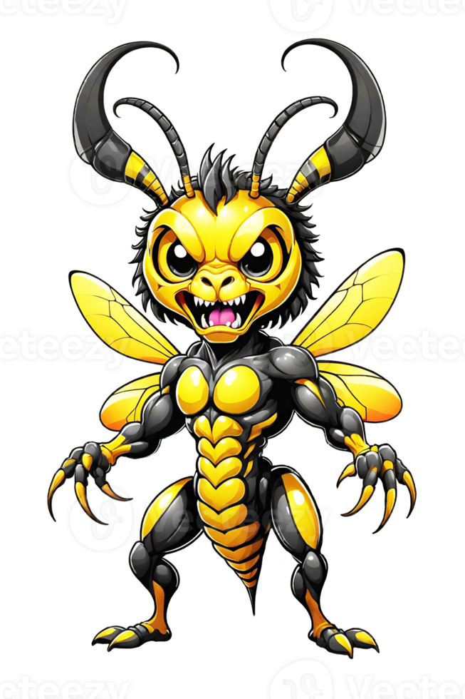 AI generated Monster bee mascot cartoon illustration png