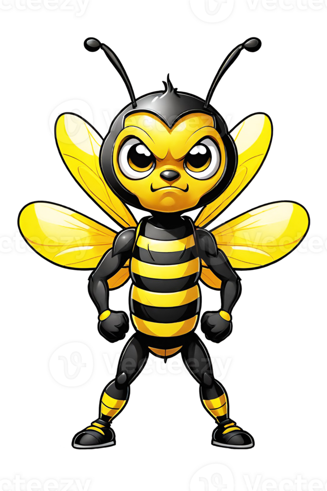 AI generated Cute bee mascot cartoon illustration png