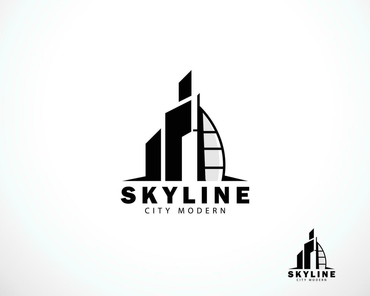 skyline logo creative building city creative line apartment vector