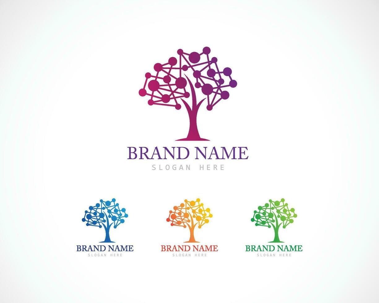 digital tree logo connect technology design concept business vector