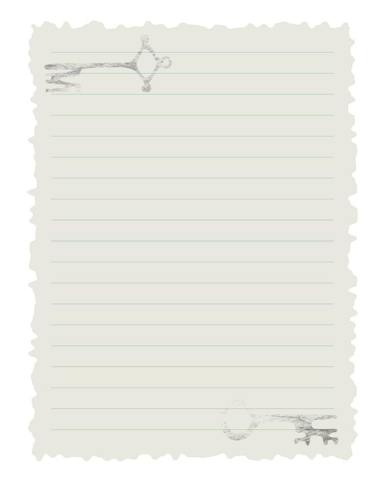 Blank notebook sheet for notes in vintage collage style, lined sheet vector