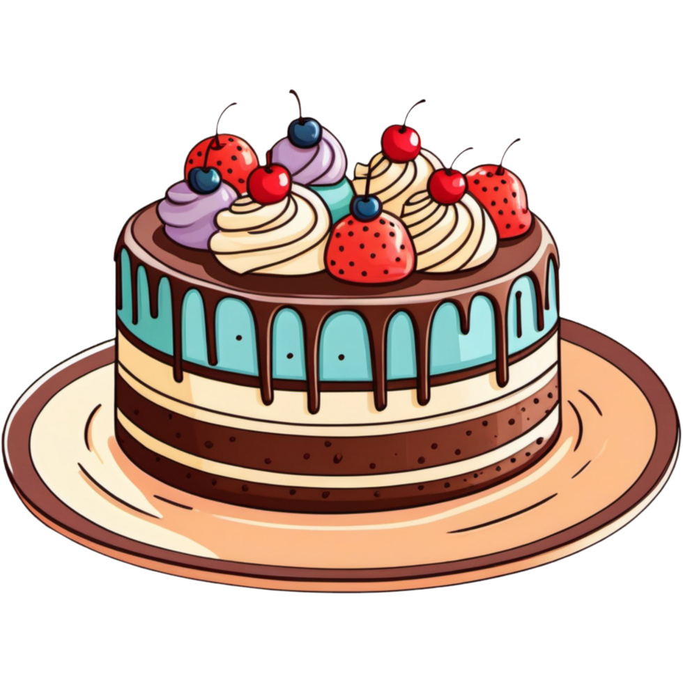 AI generated Delicious cake cartoon. AI Generative png