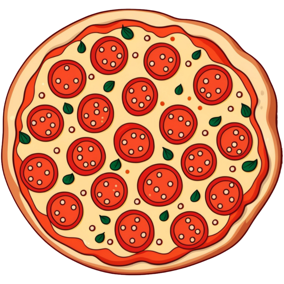 ai gegenereerd peperoni pizza tekenfilm. ai generatief png