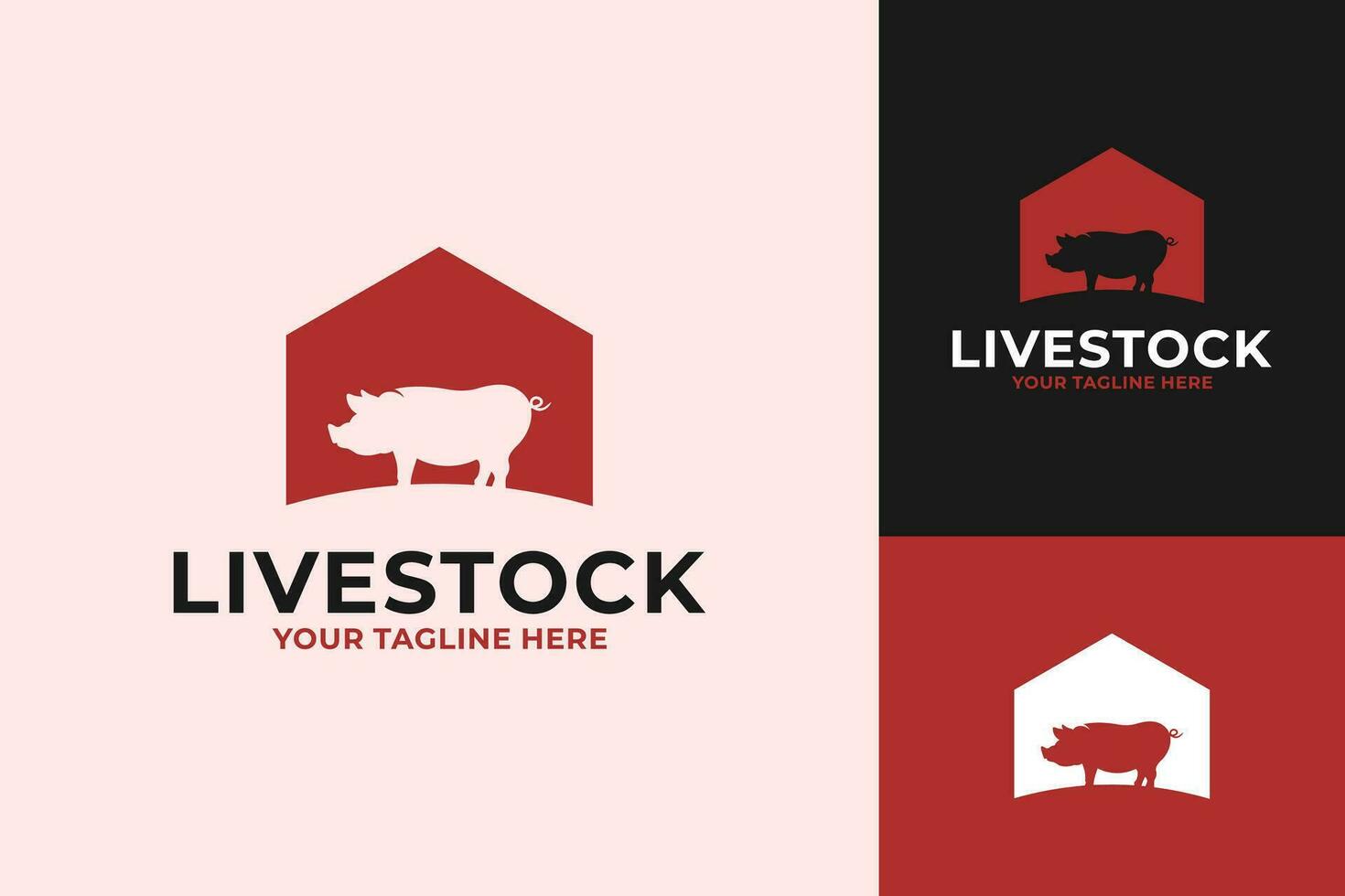 Pork Farm Piglet Livestock Logo Design vector