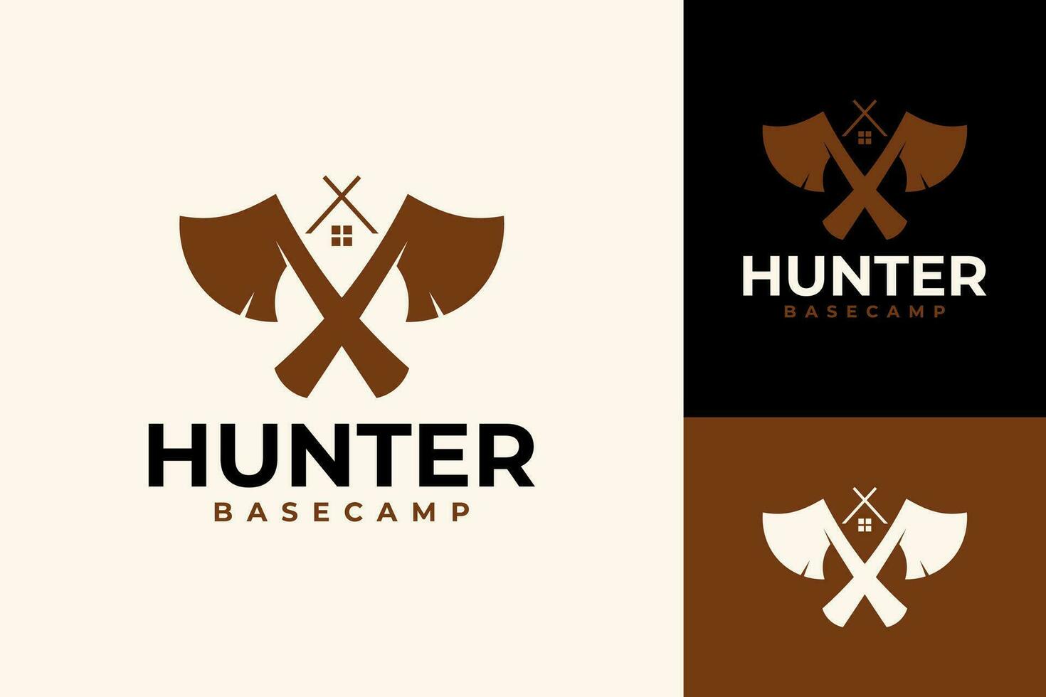 cazador campamento base caza desierto logo diseño vector