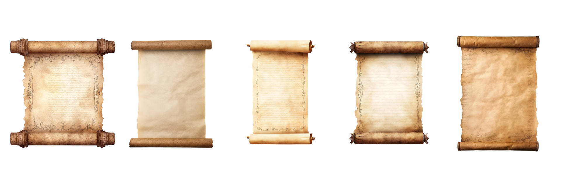 AI generated old scroll on transparent background png