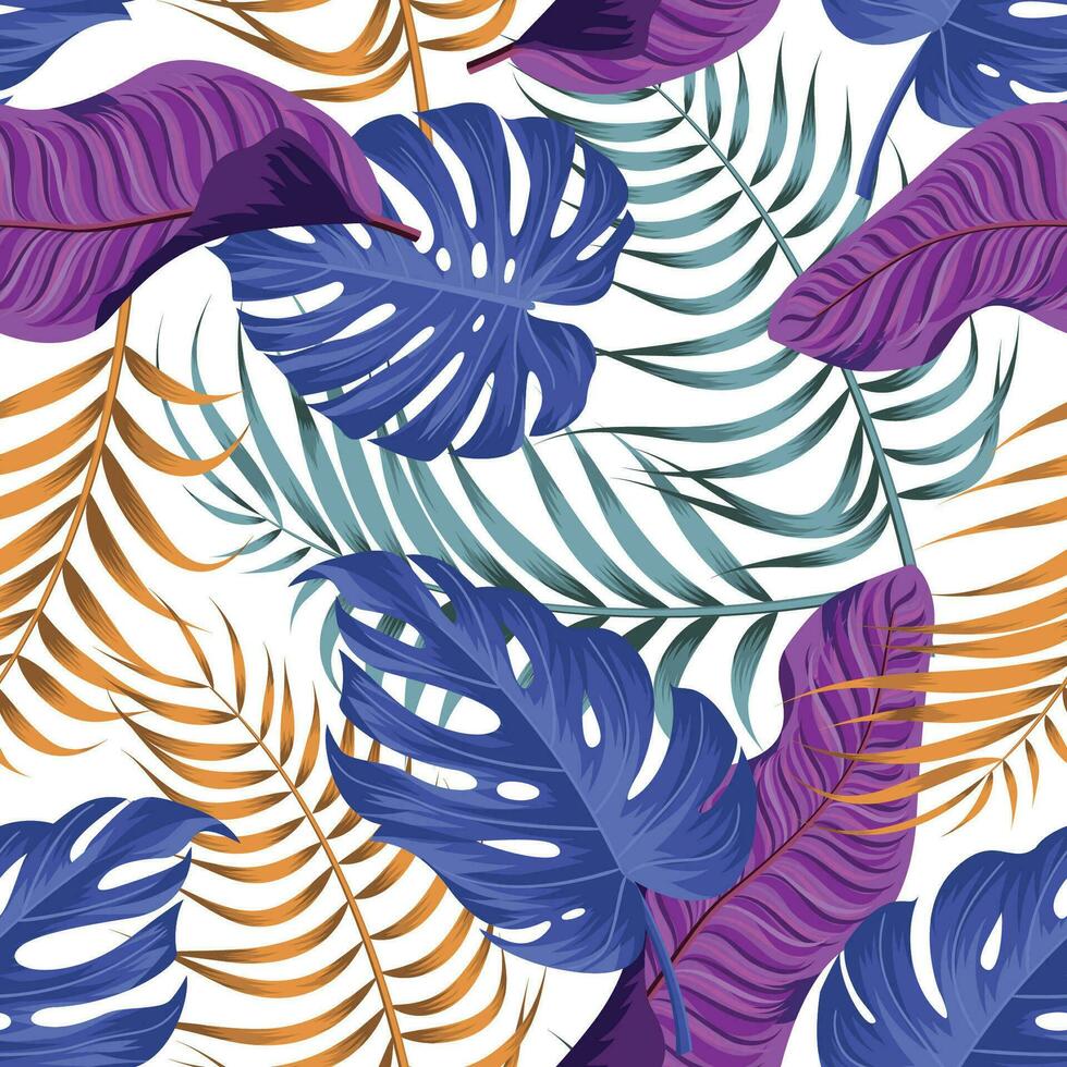 Floral seamless pattern with leaves. tropical background vector