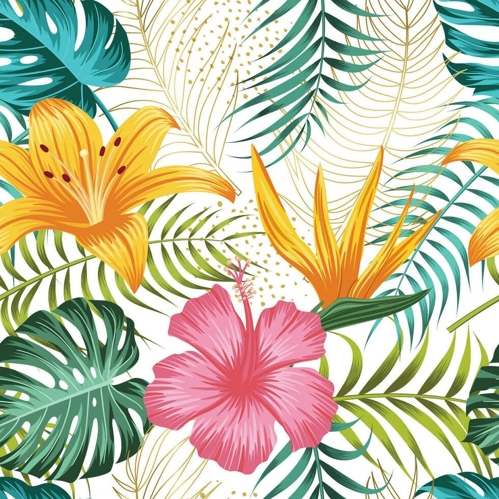 Floral seamless pattern with leaves. tropical background vector