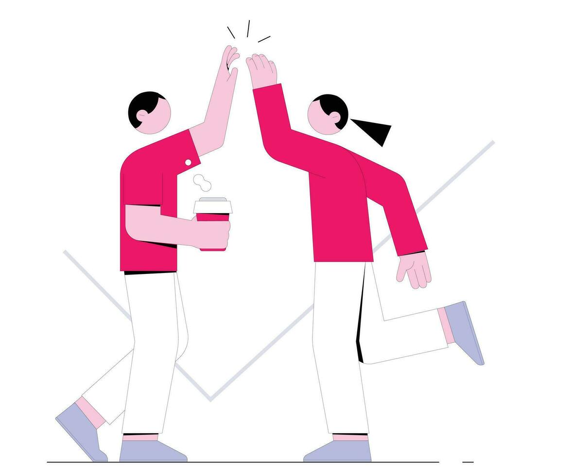 Coffee break concept. Man and woman drink coffee. Vector illustration in flat style