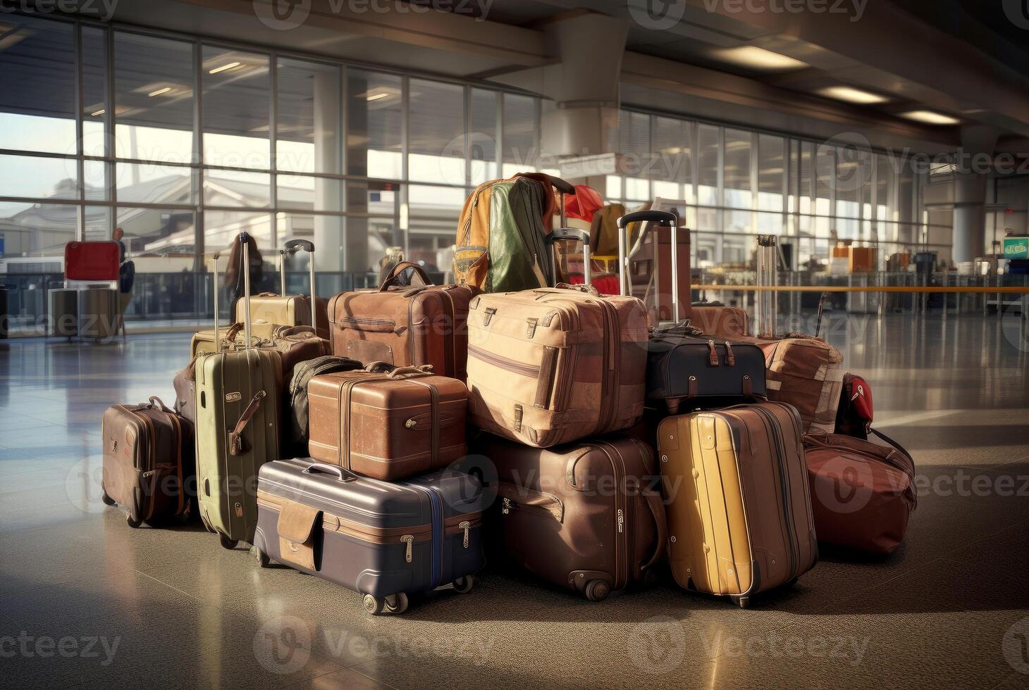 AI generated Well-traveled Airport luggage. Generate Ai photo