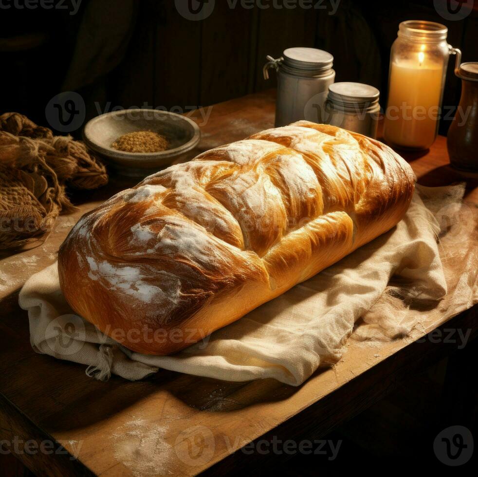 ai generado granoso pan panadería un pan. generar ai foto