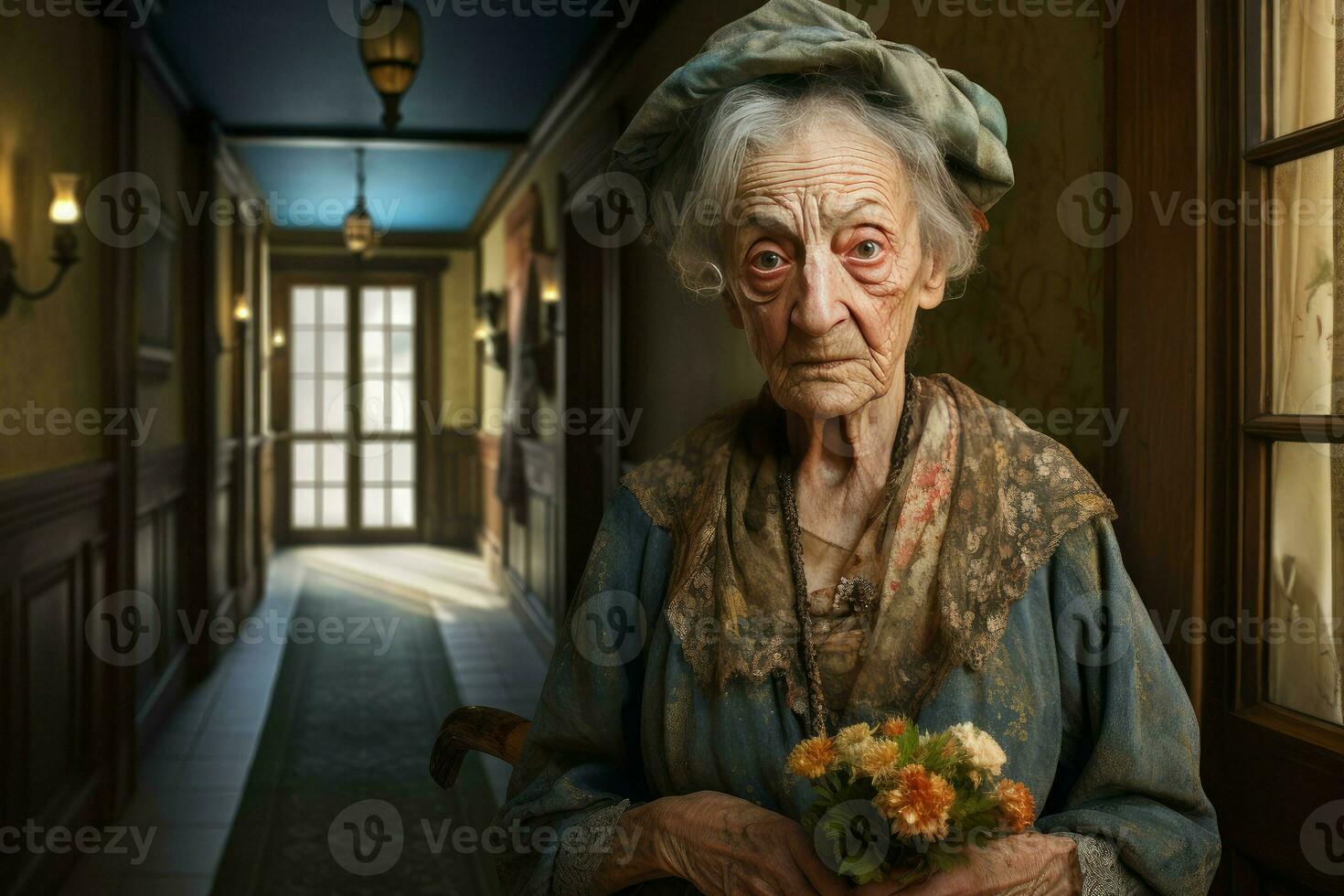 AI generated Hospitable Housemaid woman hotel room. Generate Ai photo